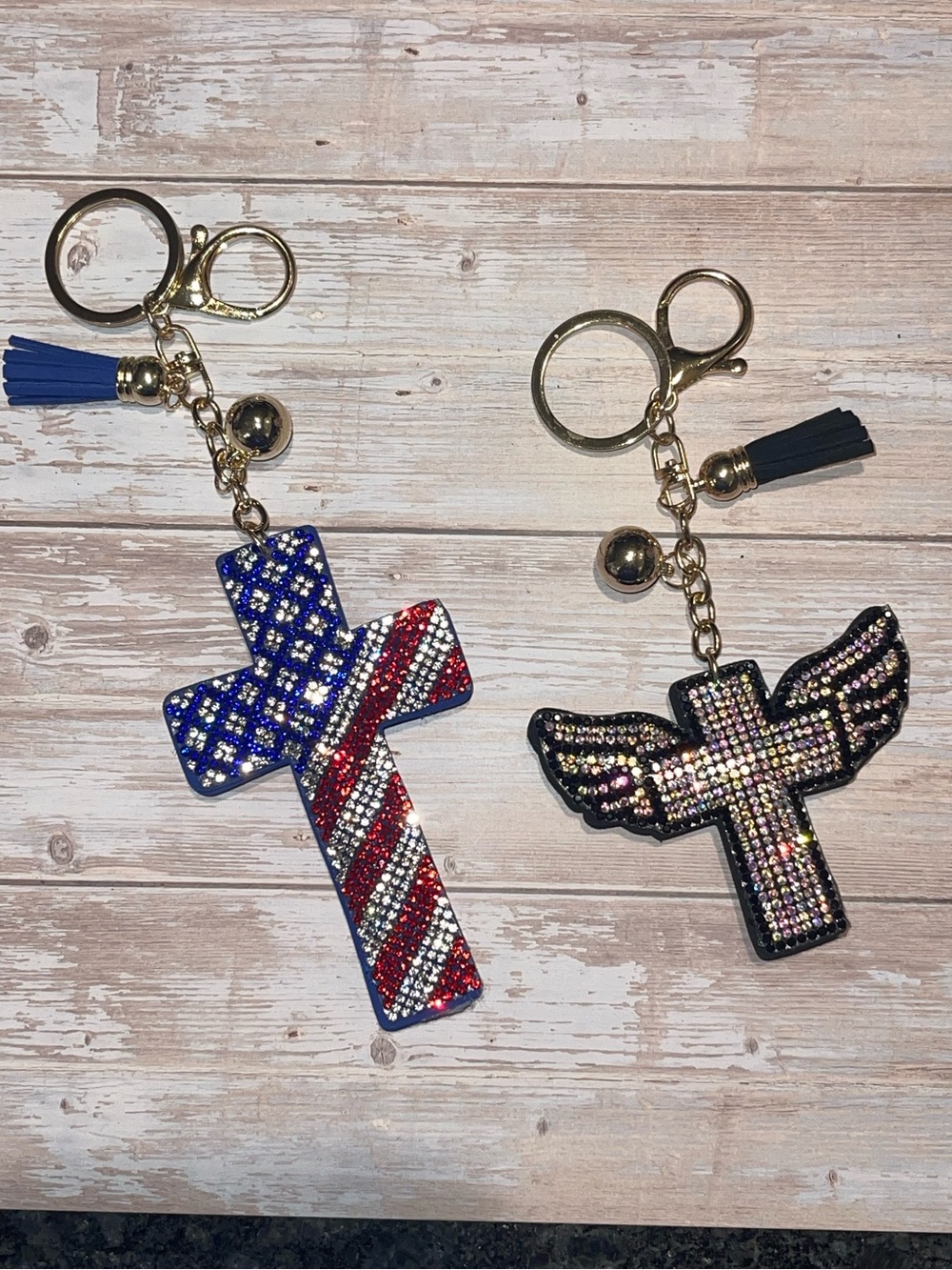 Choice of Cross - Puff Rhinestone Keychain Bag Charm